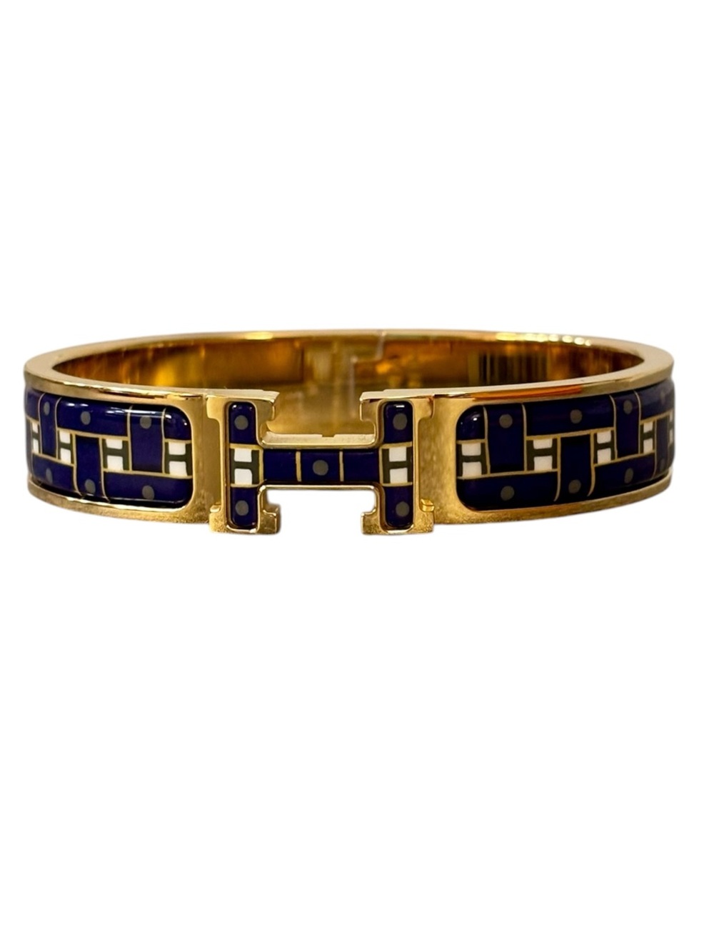 Hermès Clic H Son du H Marine Classique PM Enamel Bracelet Gold Rare - Picture 3 of 14